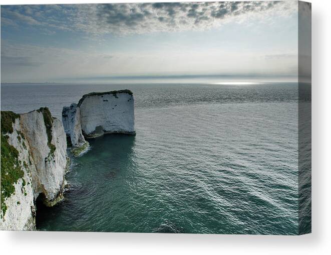 Old Harry Canvas Print featuring the photograph Morning light at Old Harry Rocks #4 by Ian Middleton