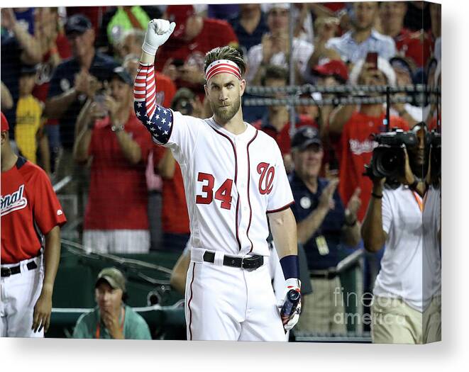 Three Quarter Length Canvas Print featuring the photograph Bryce Harper by Rob Carr