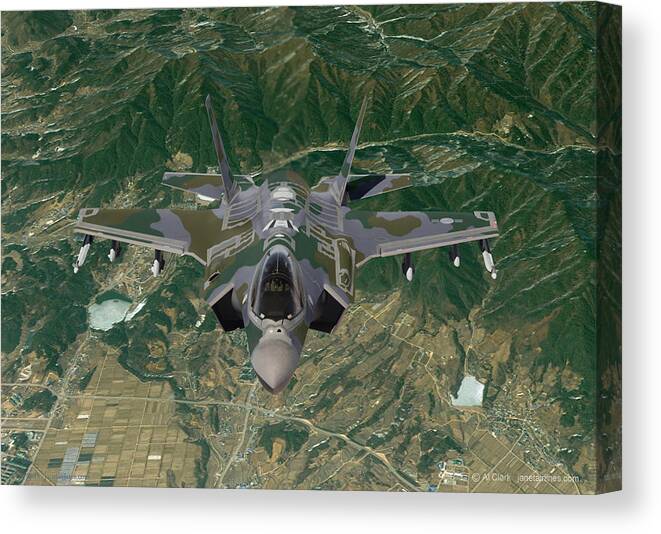 Lightning Canvas Print featuring the digital art 60. ROKAF F-35A Ground Support by Custom Aviation Art