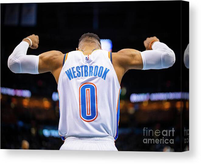 Russell Westbrook Canvas Print featuring the photograph Russell Westbrook by Zach Beeker