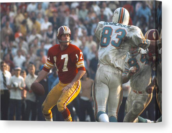 Billy Kilmer Canvas Print featuring the photograph Super Bowl VII - Washington Redskins v Miami Dolphins #8 by Focus On Sport