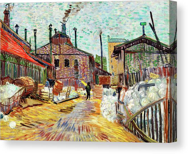 Vincent Van Gogh Canvas Print featuring the painting The Factory by Vincent van Gogh by Mango Art