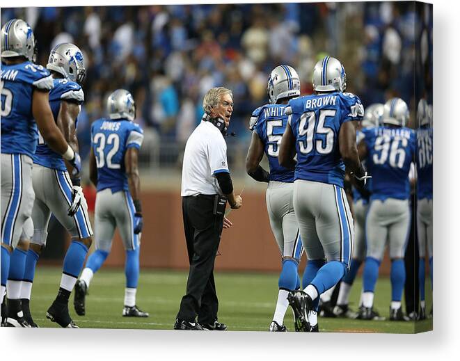 Detroit Canvas Print featuring the photograph Cleveland Browns v Detroit Lions #9 by Leon Halip