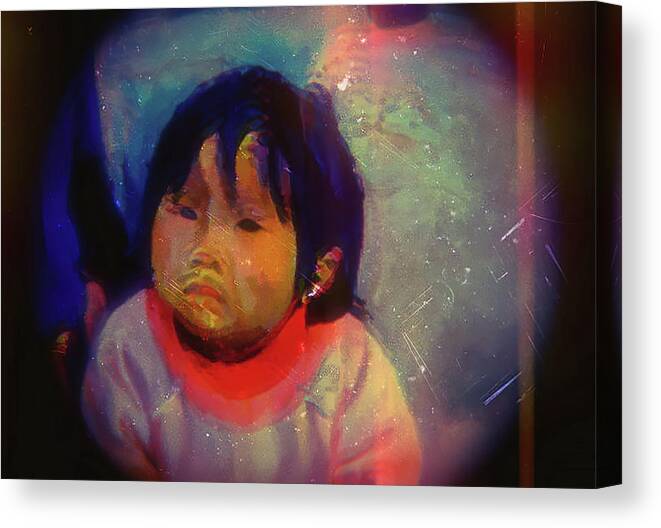 Child Painting Canvas Print featuring the digital art A child's portrait by Cathy Anderson