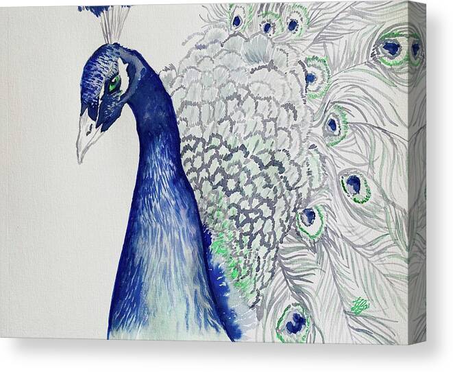 Peacock Canvas Print featuring the painting A Hint of Beauty by Tonia Anderson