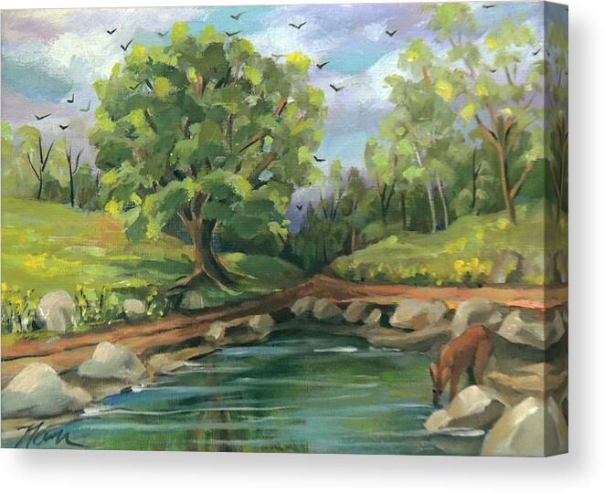 Spring Canvas Print featuring the painting A Little Spring by Nancy Griswold