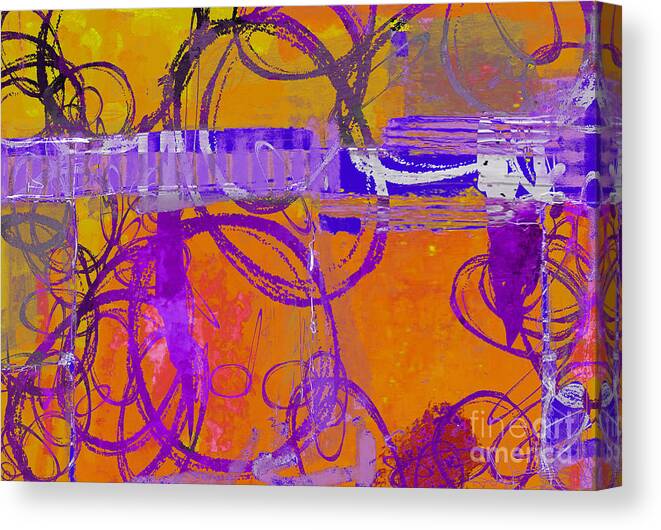 Abstract Blue Red Orange Artwork Canvas Print featuring the mixed media Abstract Blue Green Art - In Hope We Gather in Orange by Patricia Awapara