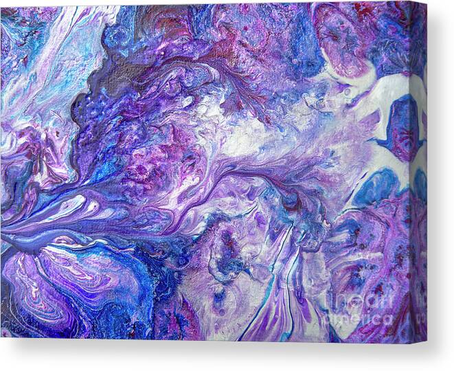 Acrylic Pour Canvas Print featuring the painting Acrylic Pour Amethyst Ocean by Elisabeth Lucas