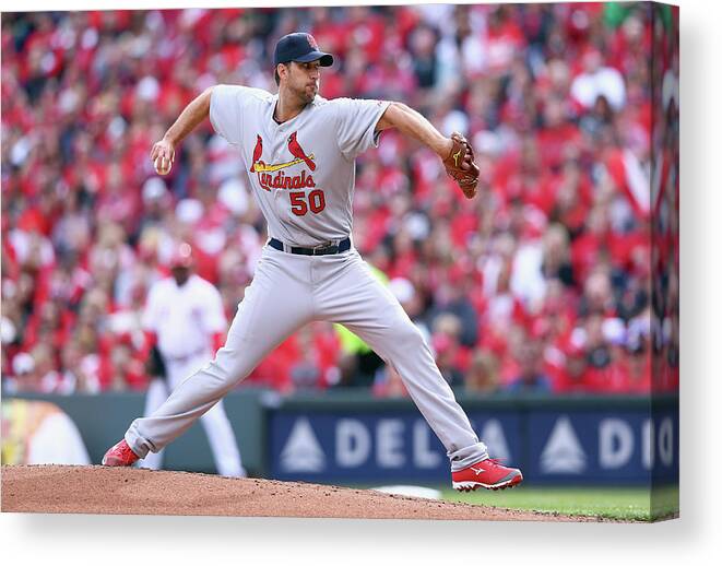 Great American Ball Park Canvas Print featuring the photograph Adam Wainwright by Andy Lyons
