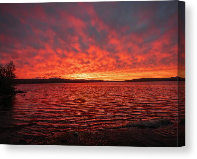 Fall Canvas Print featuring the photograph Adirondacks Sunset at Tupper Lake by Ron Long Ltd Photography