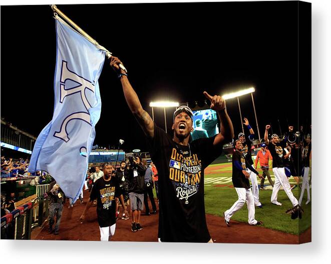 American League Baseball Canvas Print featuring the photograph Alcides Escobar by Jamie Squire