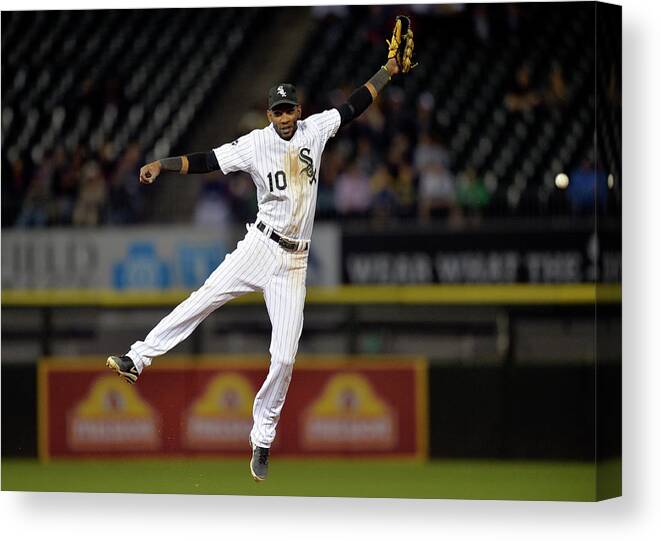 Double Play Canvas Print featuring the photograph Alexei Ramirez, Adam Dunn, and Jason Kipnis by Brian Kersey