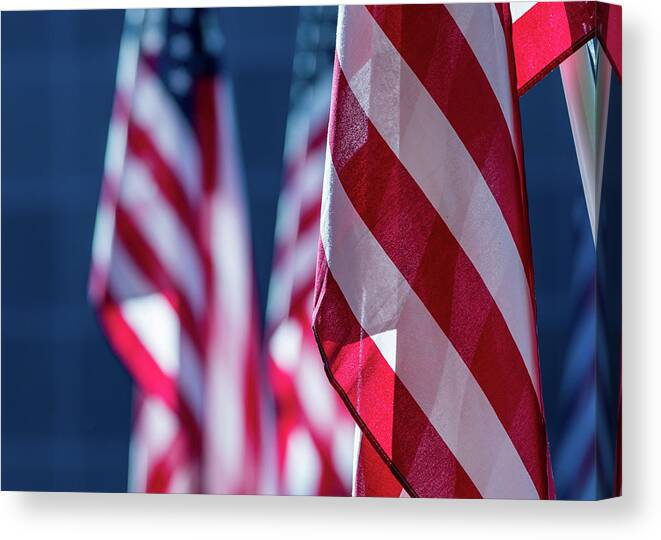 Flag Canvas Print featuring the photograph American Flags 2 by Amelia Pearn