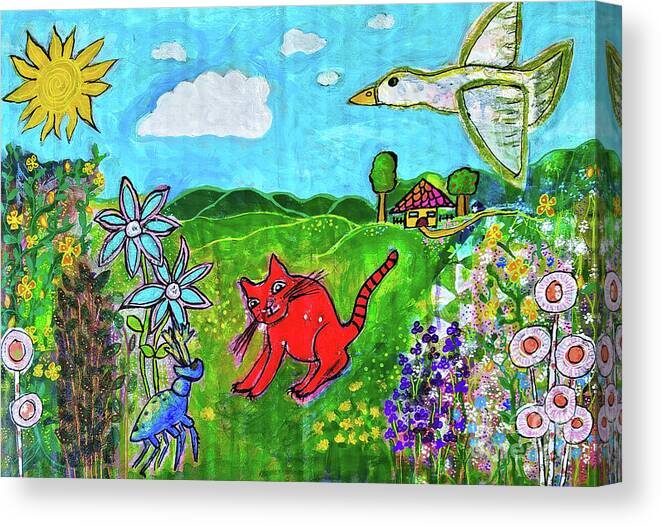 Cat Canvas Print featuring the mixed media And Who Are You - Und Wer Bist Du by Mimulux Patricia No