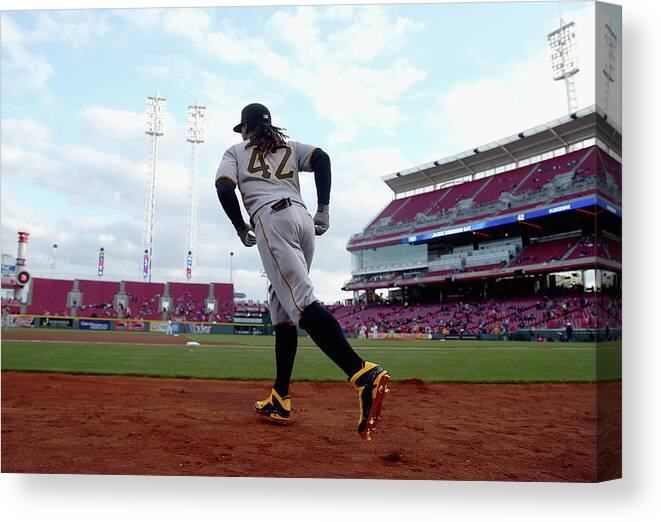 Great American Ball Park Canvas Print featuring the photograph Andrew Mccutchen by Andy Lyons