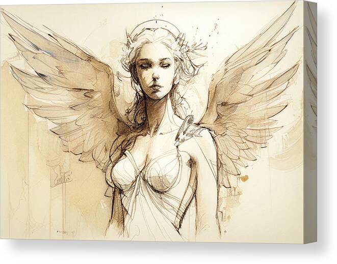 Angel Canvas Print featuring the painting Angel No.26 by My Head Cinema