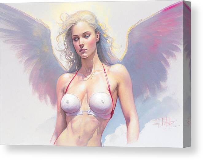 Angel Canvas Print featuring the painting Angel No.34 by My Head Cinema