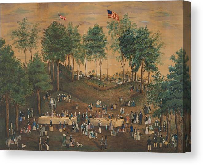 19th Century Artists Canvas Print featuring the painting Anti-Slavery Picnic at Weymouth Landing, Massachusetts by Susan Torrey Merritt