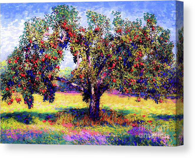 Landscape Canvas Print featuring the painting Apple Tree Orchard by Jane Small