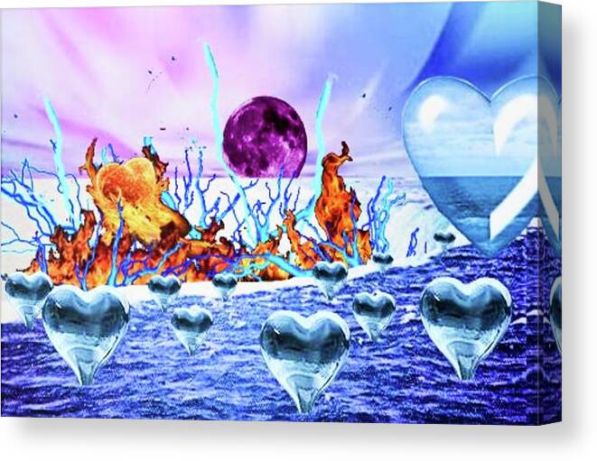  Canvas Print featuring the digital art As Niagara Falls The Power Of Love Rises by Stephen Battel