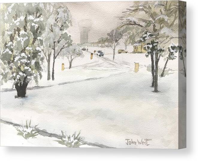 Snow Canvas Print featuring the painting Austin Snow by John West