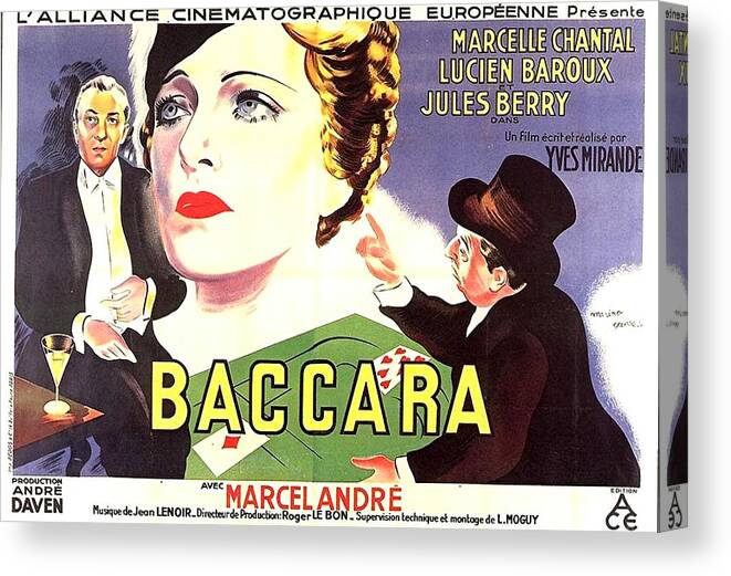 Synopsis Canvas Print featuring the mixed media ''Baccara'', 1935 by Movie World Posters