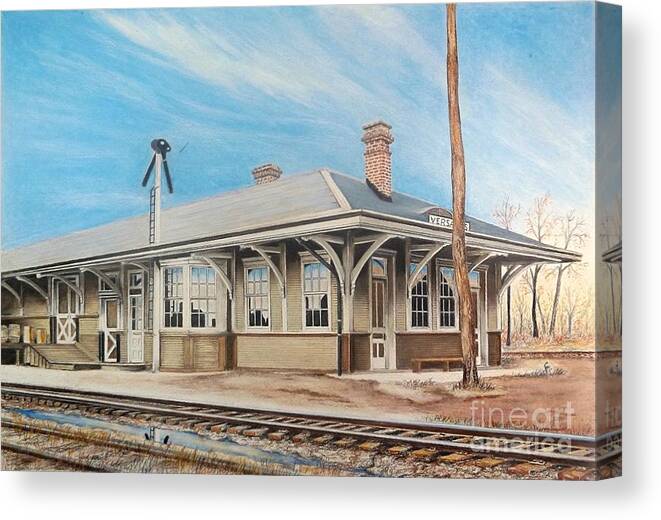 Train Station Canvas Print featuring the drawing Back In The Day by David Neace CPX