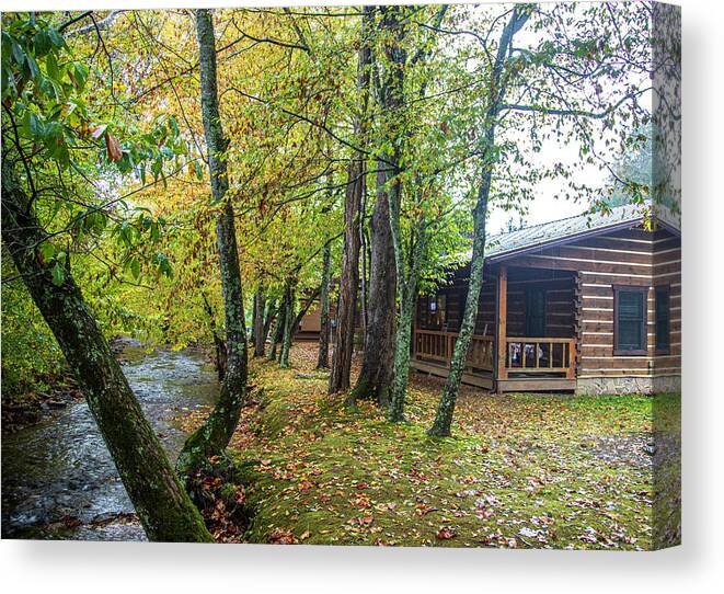 Bear Creek Canvas Print featuring the photograph Bear Creek Cabin Near Bryson City North Carolina by Bob Decker
