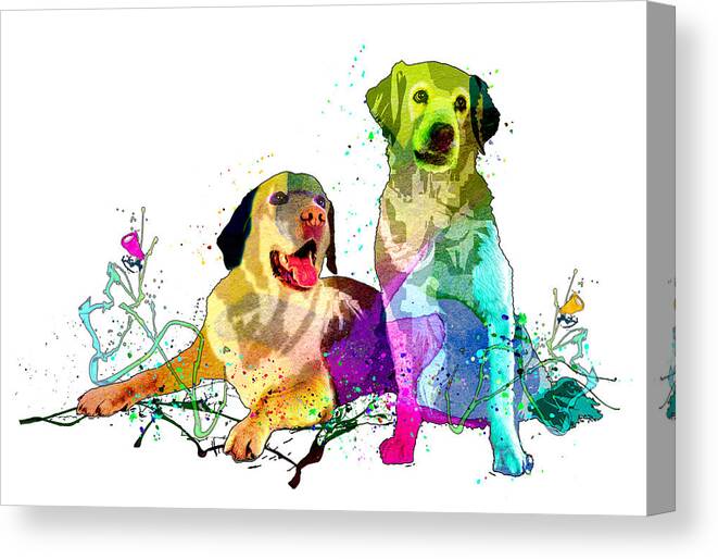 Dog Canvas Print featuring the painting Beau And Belle by Miki De Goodaboom