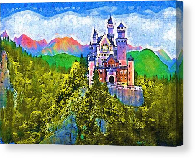 Castle On Hill Canvas Print featuring the painting Beautiful Castle by Deborah Selib-Haig