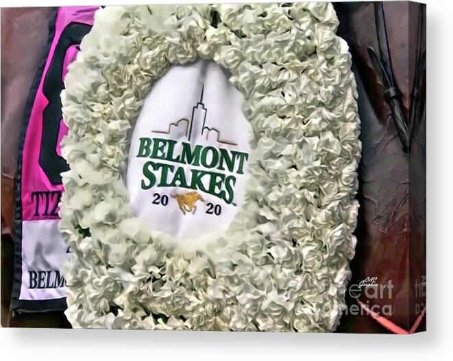 Belmont Park Canvas Print featuring the digital art Belmont Stakes Carnations by CAC Graphics