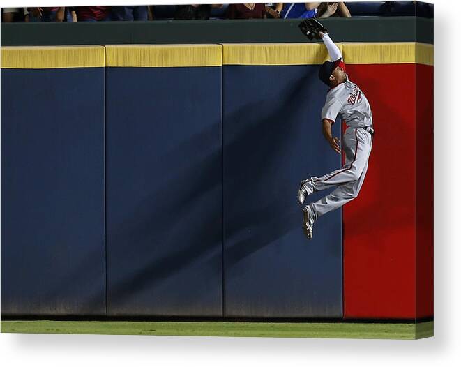 Atlanta Canvas Print featuring the photograph Ben Revere and Freddie Freeman by Mike Zarrilli