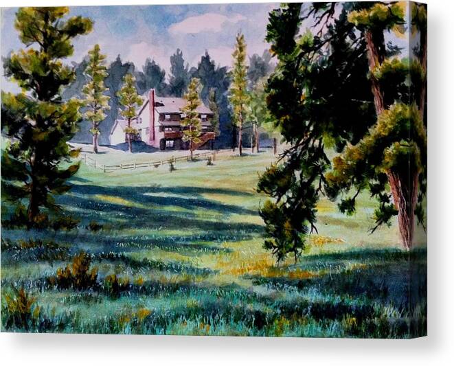 Colorado Ranch Canvas Print featuring the painting Beyer Ranch House by John West