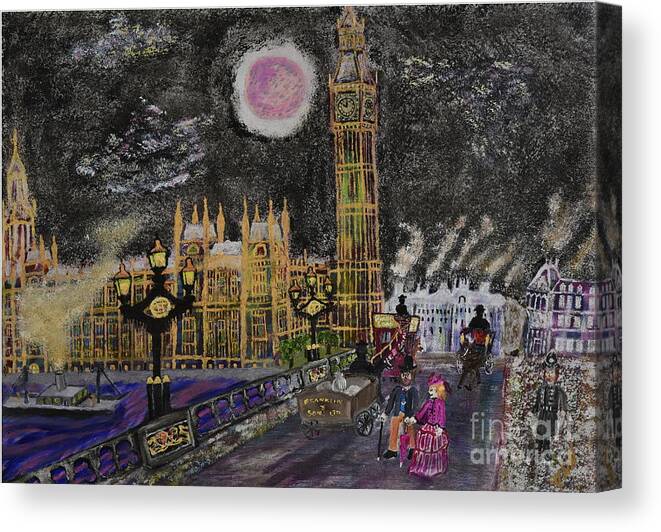 Big Ben Canvas Print featuring the painting Big Ben 1885 by David Westwood