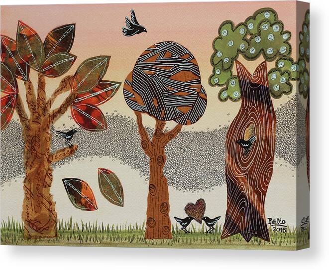 Trees Canvas Print featuring the painting Birds Refuge by Graciela Bello