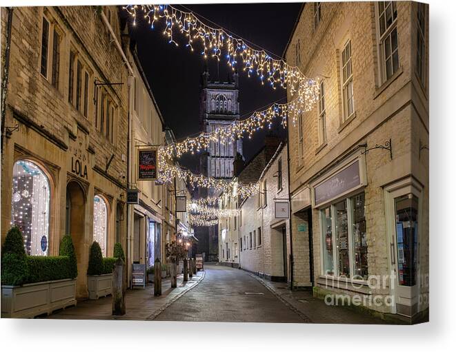Cirencester Canvas Print featuring the photograph Black Jack Street Cirencester at Christmas by Tim Gainey