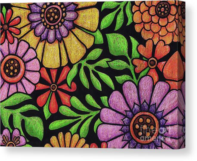 Flower Canvas Print featuring the painting Black Night Blooming. Part 1. by Amy E Fraser