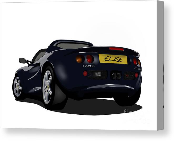 Sports Car Canvas Print featuring the digital art Black S1 Series One Elise Classic Sports Car by Moospeed Art