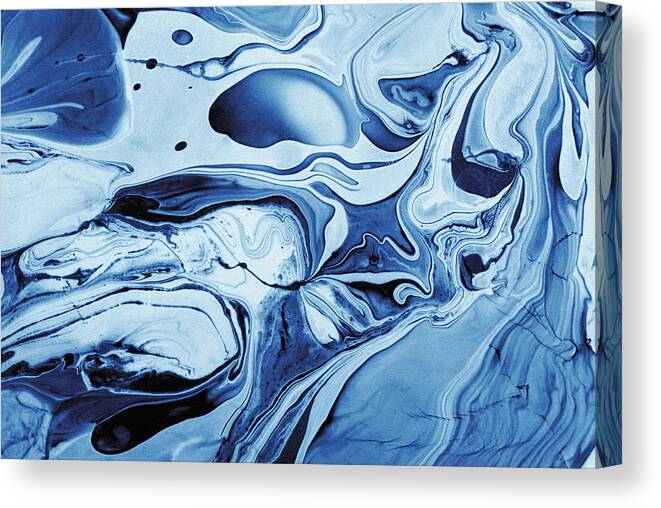 Abstract Canvas Print featuring the painting Blue Art Abstract by Severija Kirilovaite