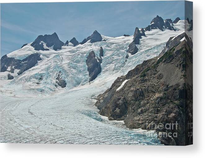 Blue Glacier Canvas Print featuring the photograph Blue Glacier on Mount Olympus in Olympic National Park #1 by Nancy Gleason