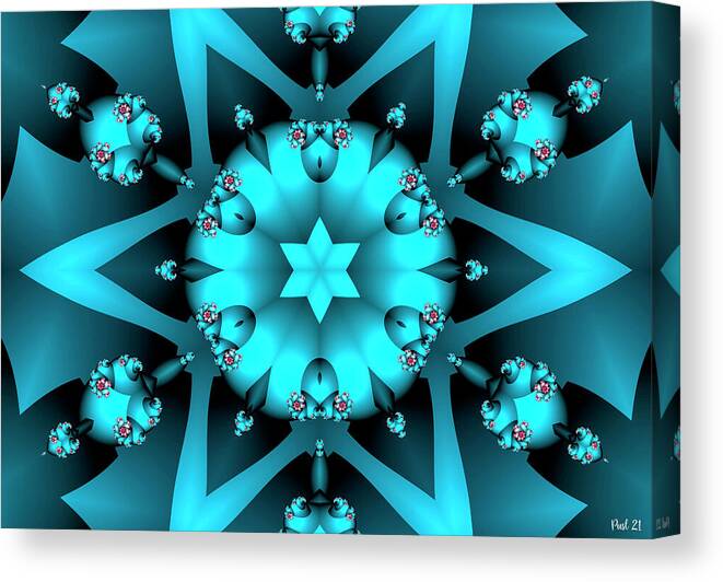 Fractal Canvas Print featuring the digital art Blue Star by Jutta Maria Pusl