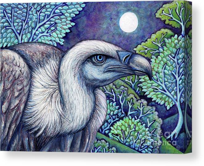 Vulture Canvas Print featuring the painting Blue Vulture Moon by Amy E Fraser
