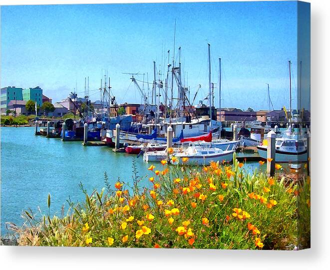 Painting Canvas Print featuring the painting Boats in Humboldt by Anthony M Davis