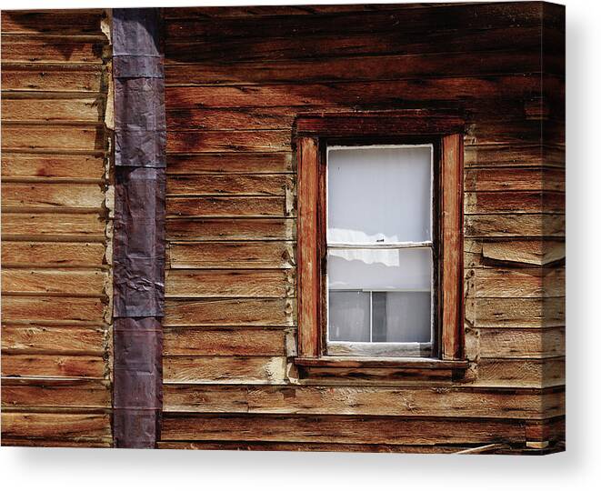 Bodie State Historic Park Canvas Print featuring the photograph Bodie Window With Shade by Brett Harvey