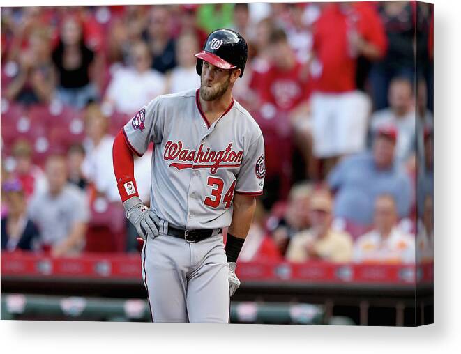 Great American Ball Park Canvas Print featuring the photograph Bryce Harper by Andy Lyons