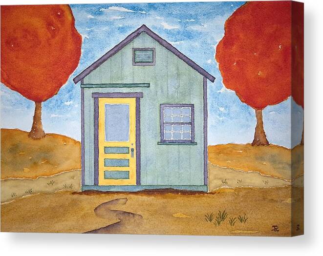 Watercolor Canvas Print featuring the painting Cannery Row Shack by John Klobucher