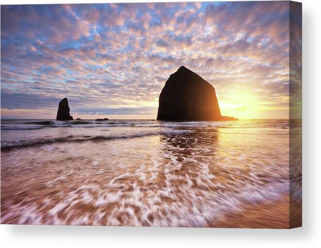 Sunset Canvas Print featuring the photograph Cannon Beach Sunset Classic by Darren White