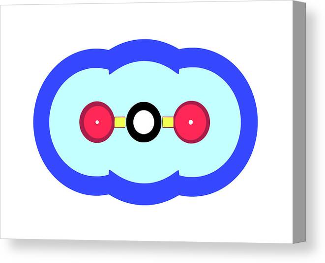  Ball And Stick Canvas Print featuring the digital art CARBON DIOXIDE MOLECULE White Vector by Russell Kightley
