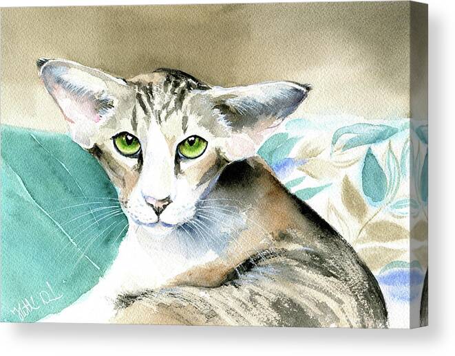 Cats Canvas Print featuring the painting Casey Oriental Cat Painting by Dora Hathazi Mendes