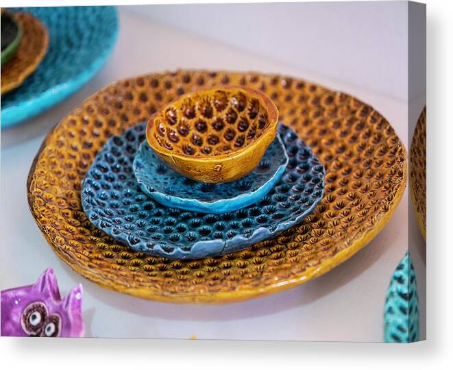 Ceramic Canvas Print featuring the photograph Ceramic Bowls by William Dougherty